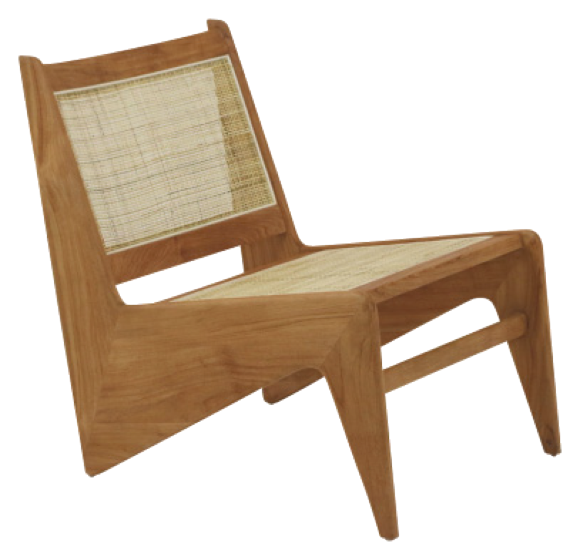 Brown rattan Kangaroo Chair named Pierre with a cozy, natural design, perfect for stylish living room or lounge decor.