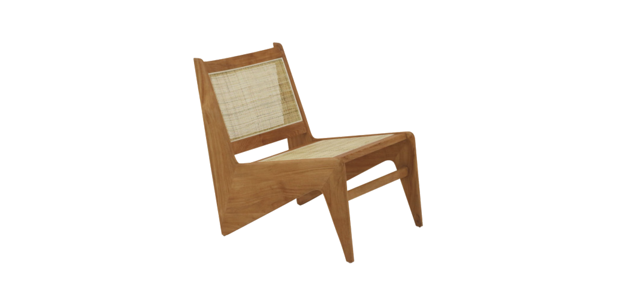 Brown rattan kangaroo chair named Pierre with a curved design, perfect for cozy indoor or outdoor seating.