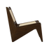 Dark brown rattan Kangaroo Chair named Pierre with a cozy, curved design perfect for stylish indoor or outdoor seating.