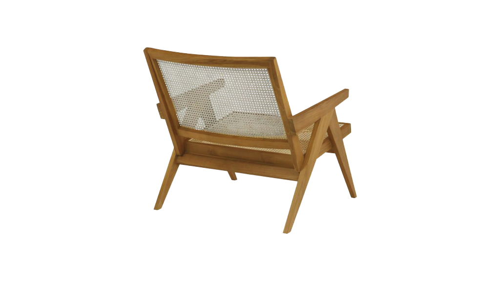 Brown rattan lounge chair named Pierre with a modern design, showcasing a comfortable seating area and stylish natural finish.