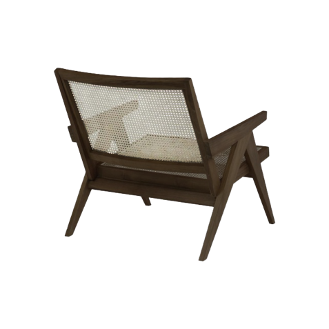 Dark brown rattan lounge chair named Pierre with a sleek, modern design for stylish outdoor or indoor relaxation.