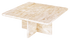 Travertine coffee table with sleek rectangular top and sturdy base, showcasing natural stone texture and modern design.