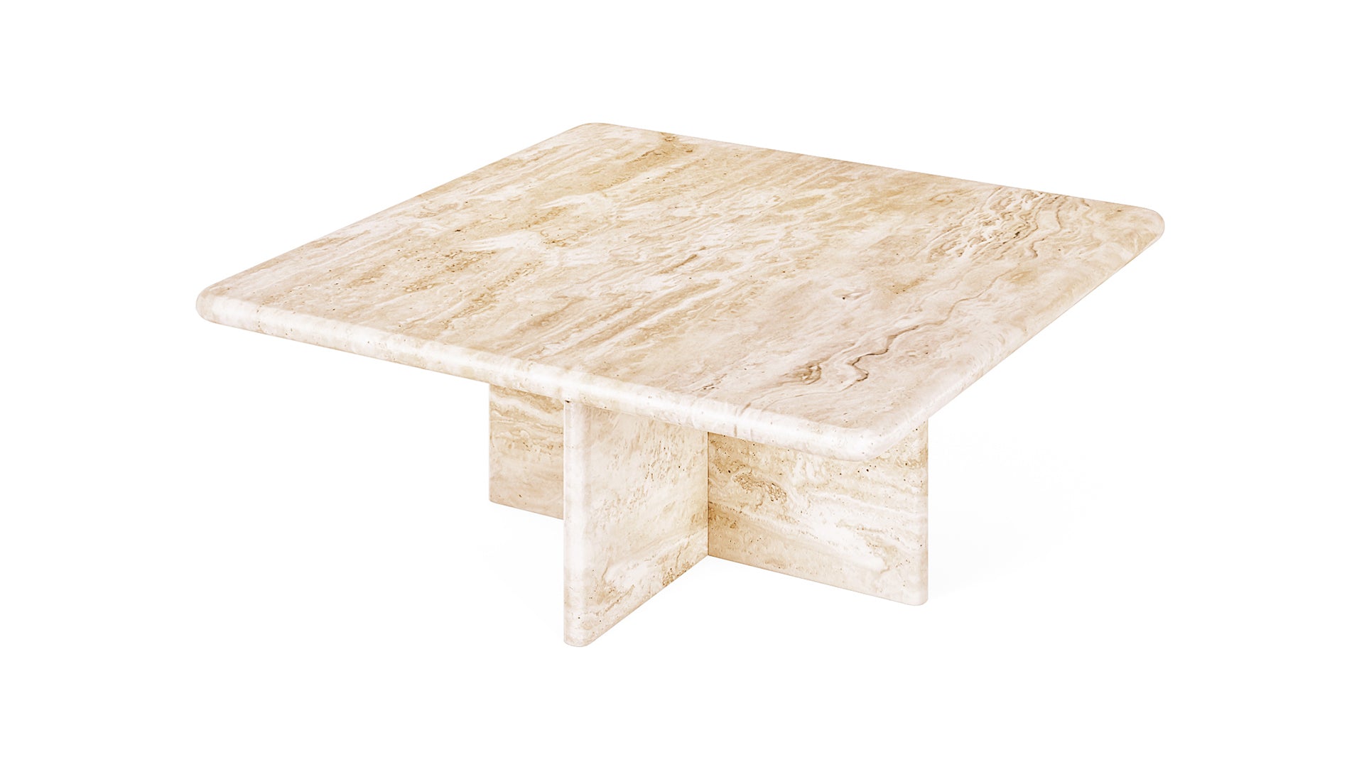 Travertine coffee table with sleek, natural stone surface and modern design, perfect for contemporary living rooms.