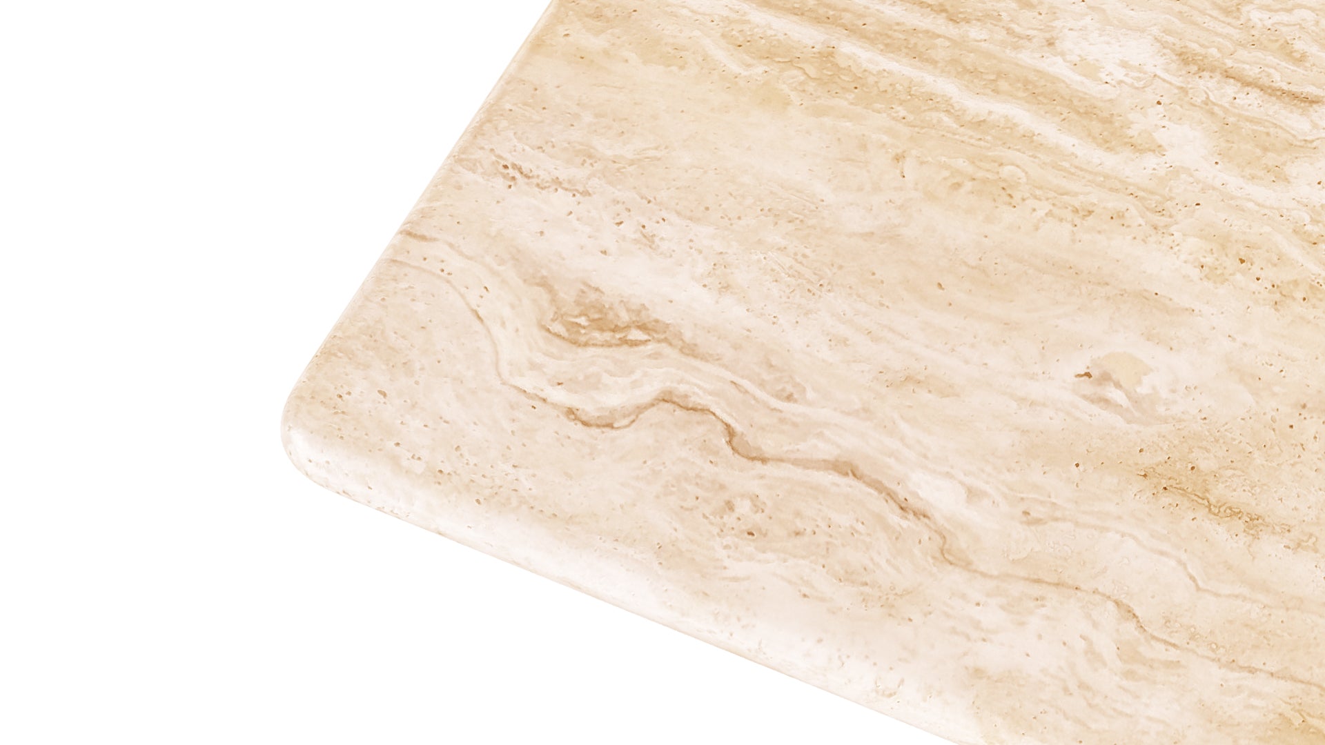 Elegant travertine coffee table with a smooth surface and sturdy base, featuring natural stone textures and warm earthy tones.