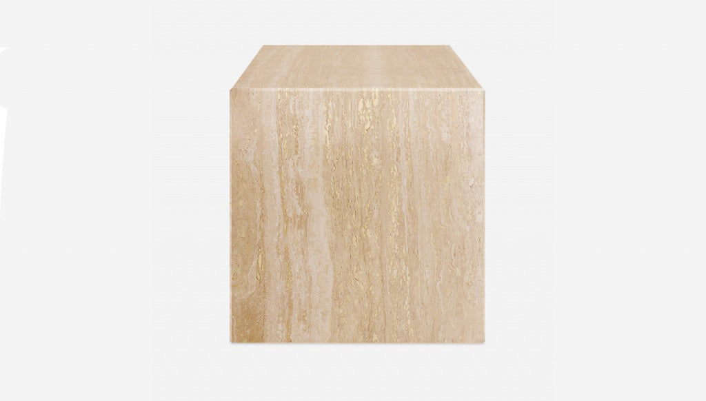Travertine Cube by My Store showing a smooth, beige stone tile with a textured surface suitable for flooring or decor.