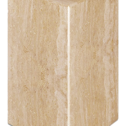 Elegant travertine pillar with a classic design, suitable for interior or exterior decorative use.