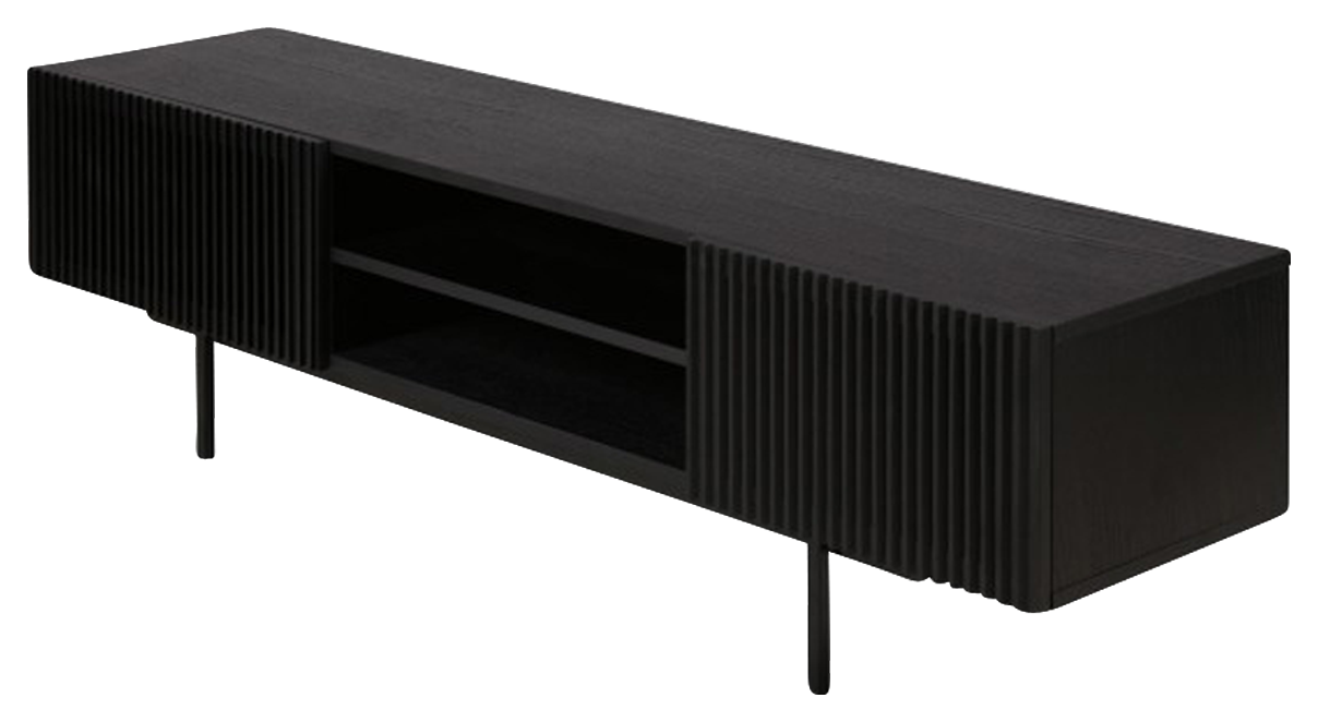 Black oak YOKU TV cabinet by My Store showing sleek, modern design with spacious storage compartments