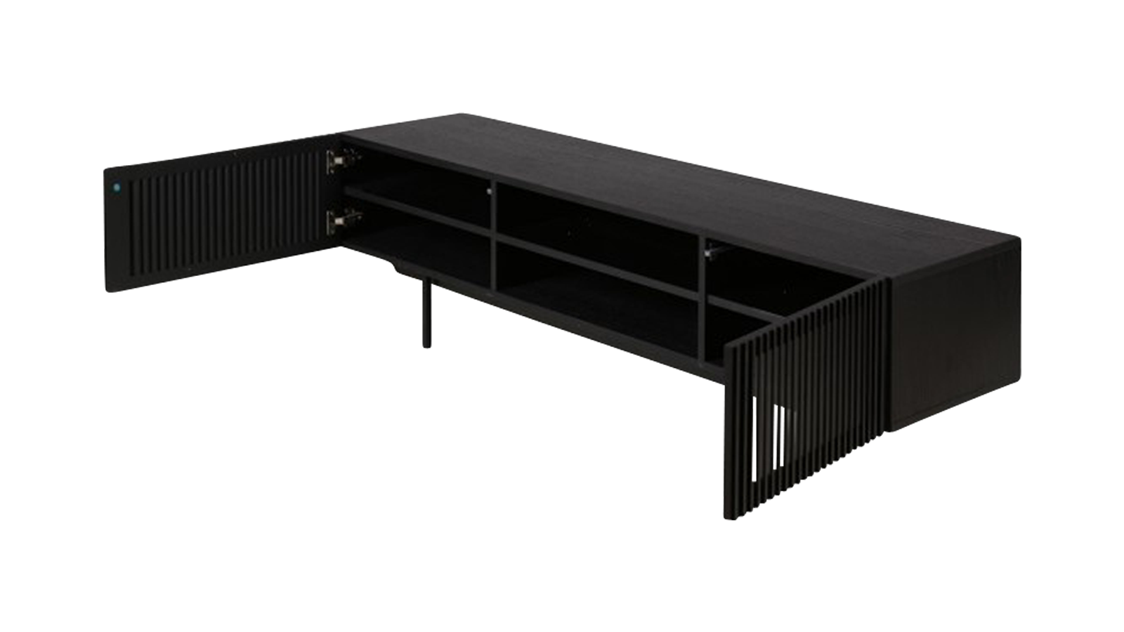Black oak YOKU TV cabinet with sleek modern design, featuring spacious storage compartments and minimalist style.