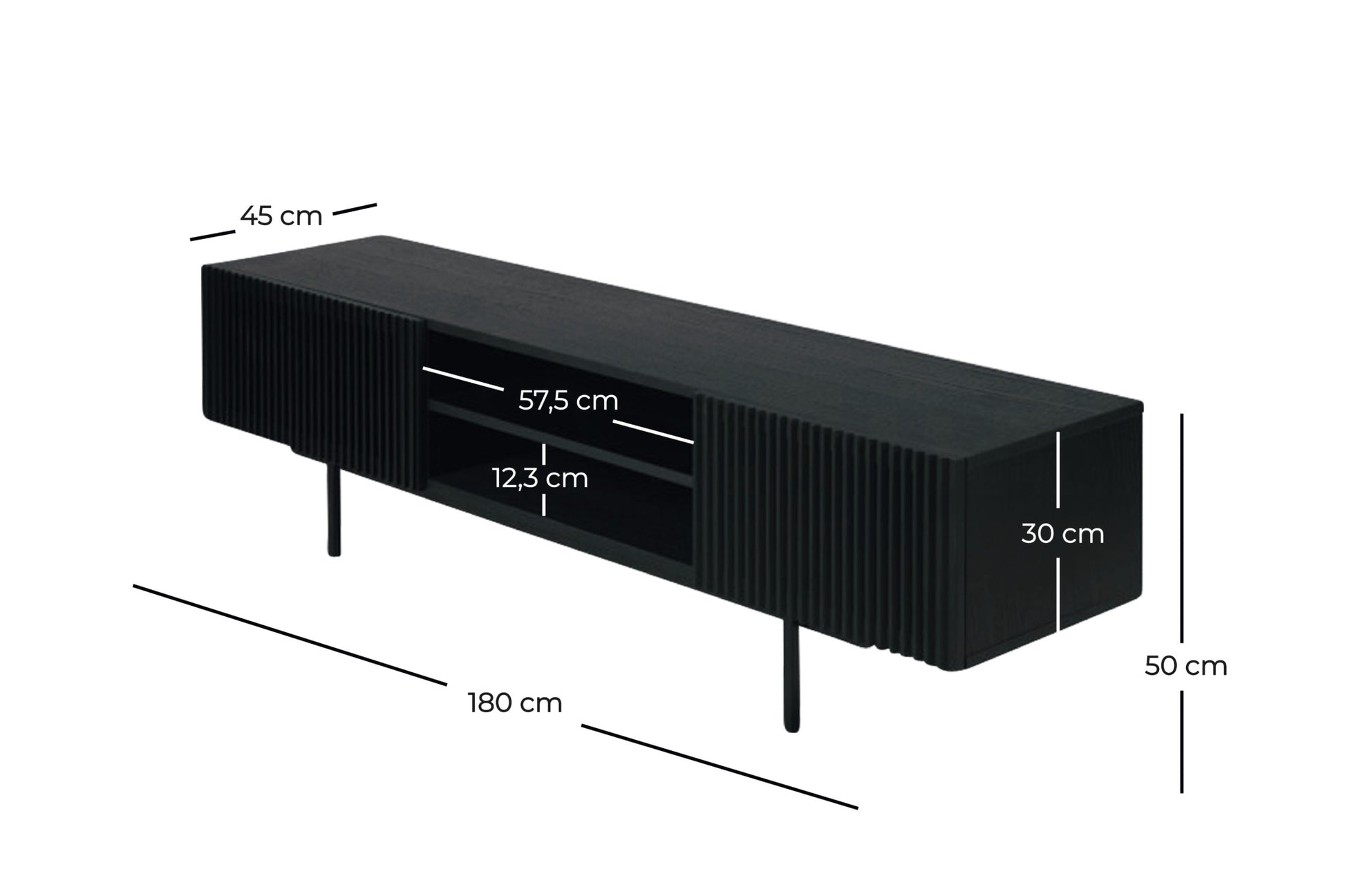 Black oak YOKU TV cabinet featuring a sleek, modern design with spacious storage compartments.