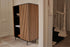 Brown oak ZINIA Cabinet by My Store with sleek wood finish and modern design, featuring multiple storage compartments.