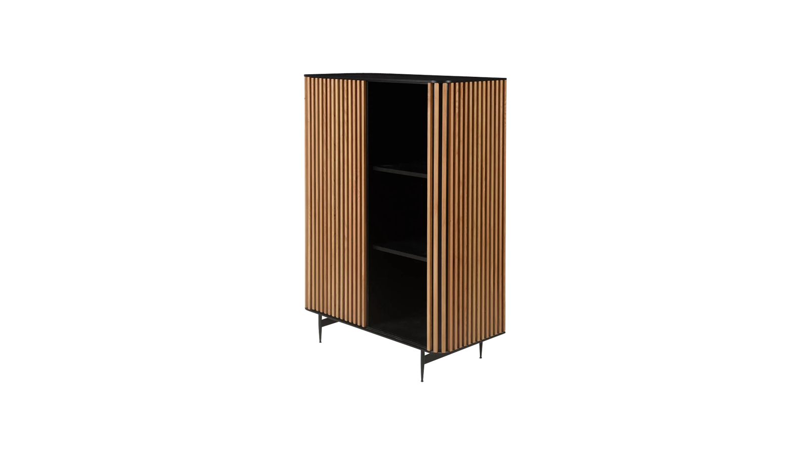 Brown oak ZINIA Cabinet by My Store featuring modern design and sleek storage space.