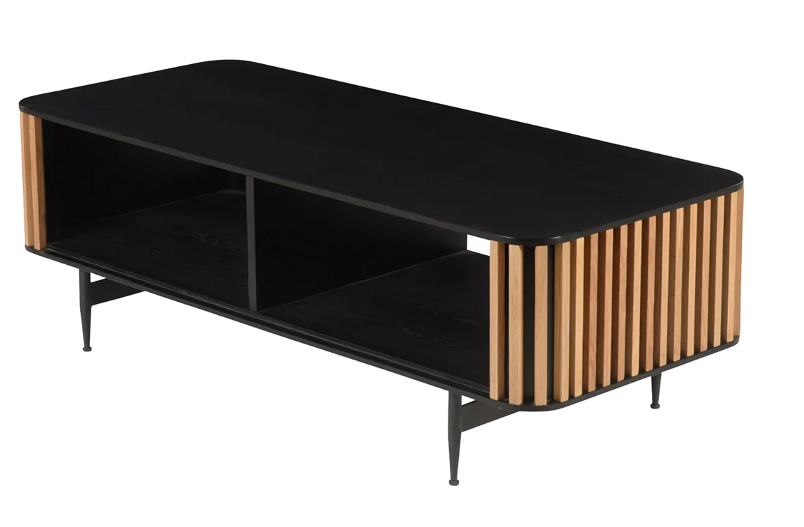 Brown oak ZINIA Low Cabinet from My Store, featuring a sleek modern design and ample storage space.