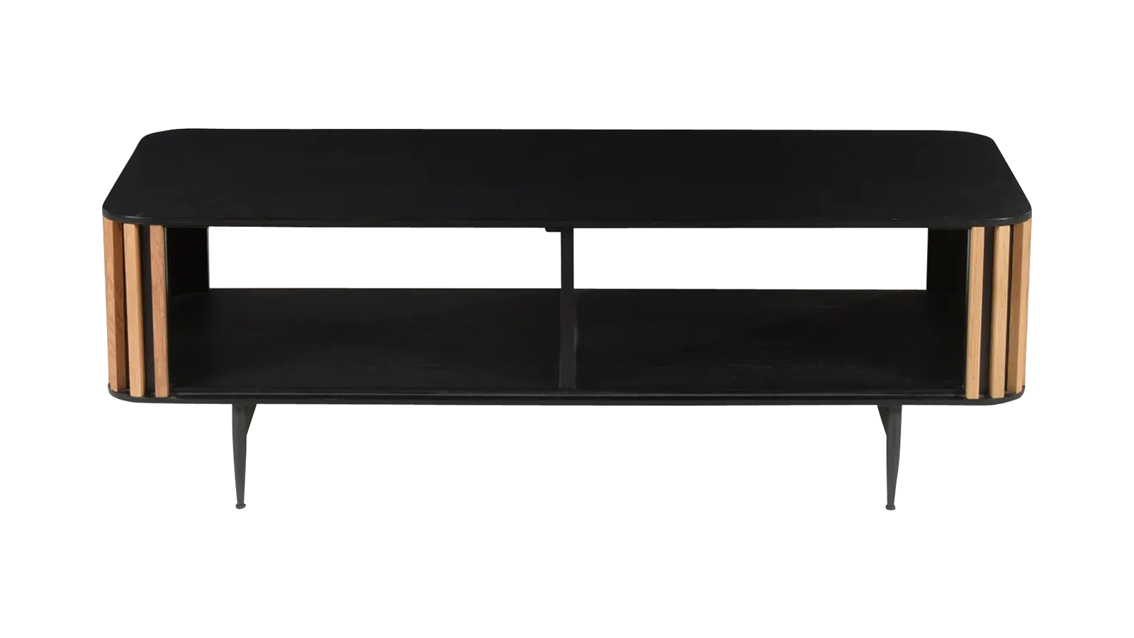 Brown oak ZINIA low cabinet by My Store, featuring sleek storage with modern design and smooth finish.