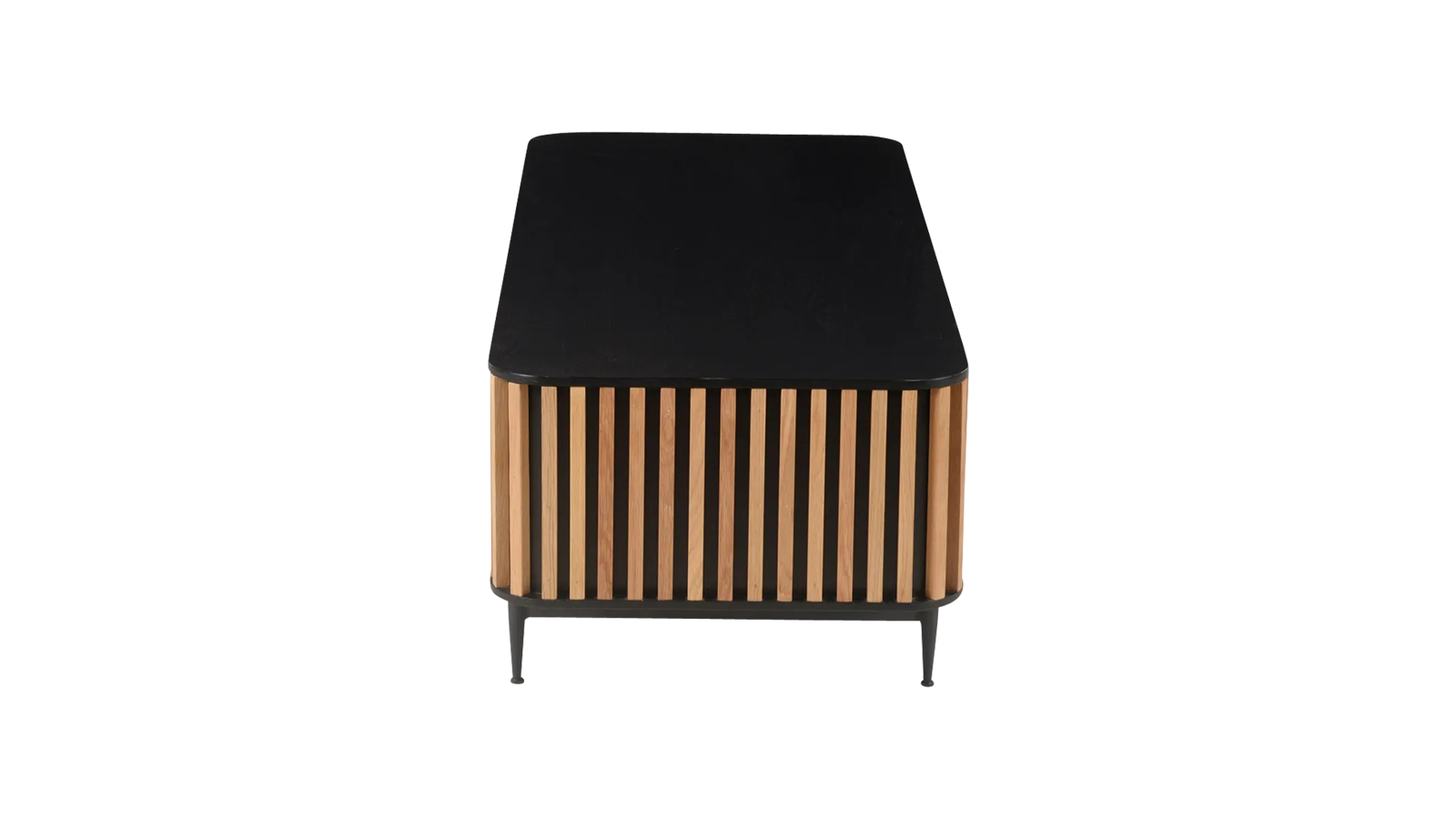 Brown oak ZINIA low cabinet by My Store, showcasing a sleek design with storage drawers and modern style.