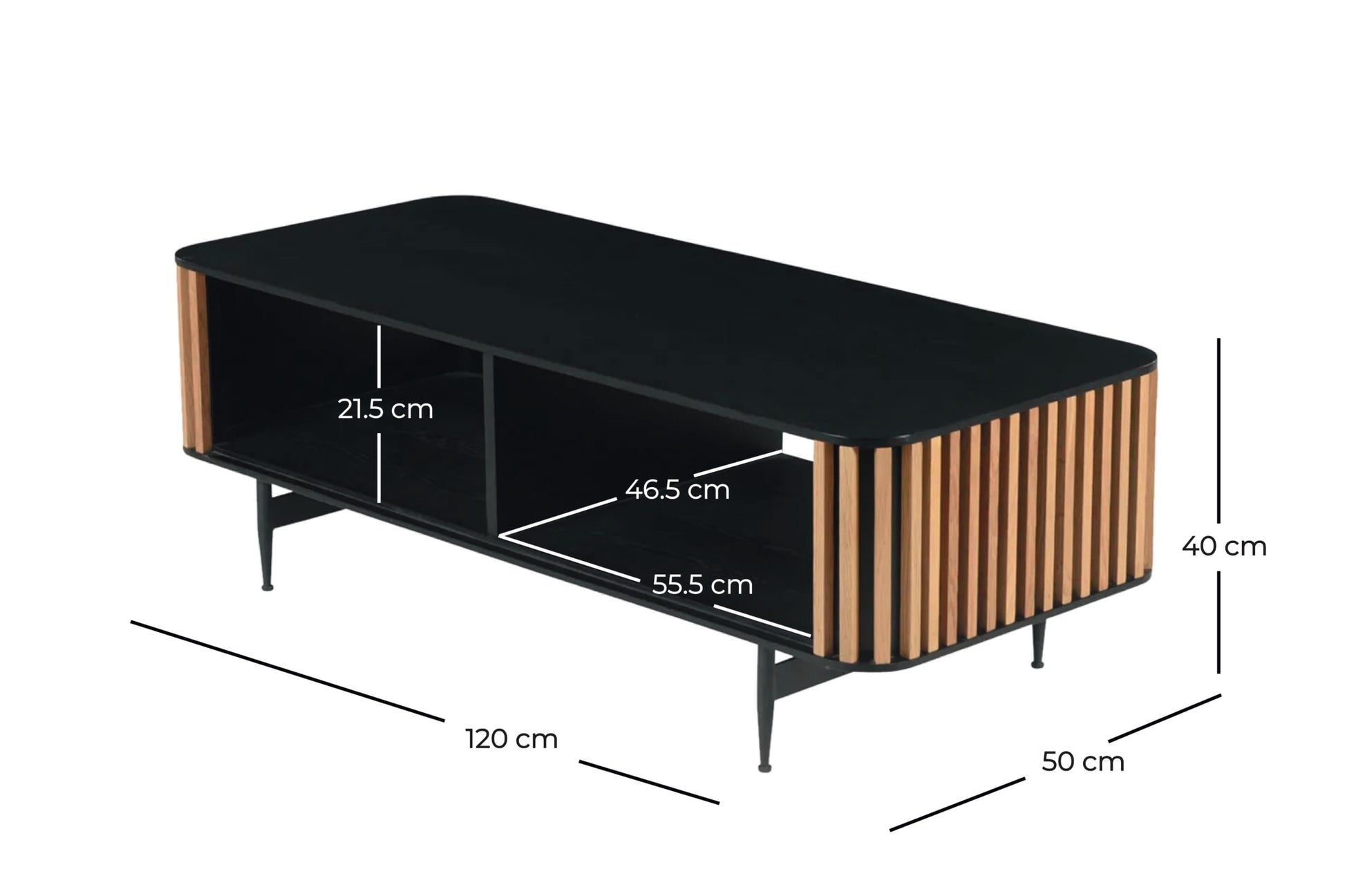 Brown oak ZINIA Low Cabinet by My Store, showcasing a sleek wooden storage unit with clean lines and modern design.
