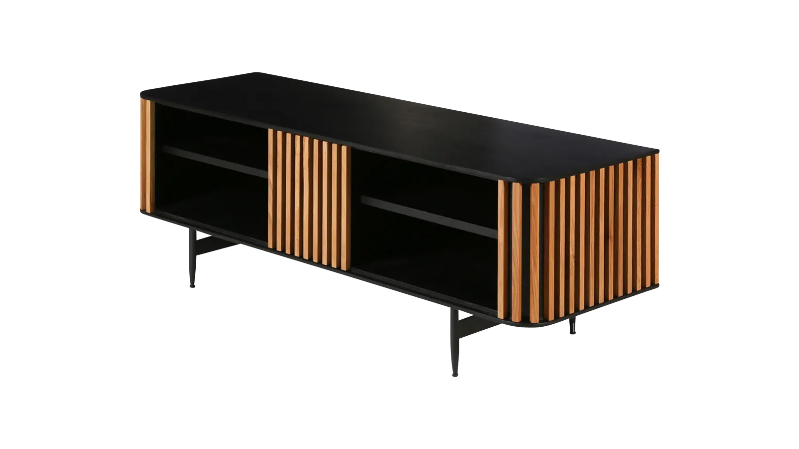 ZINIA TV-meubel in bruin eikenhout finish by My Store, featuring a modern design with spacious storage compartments.