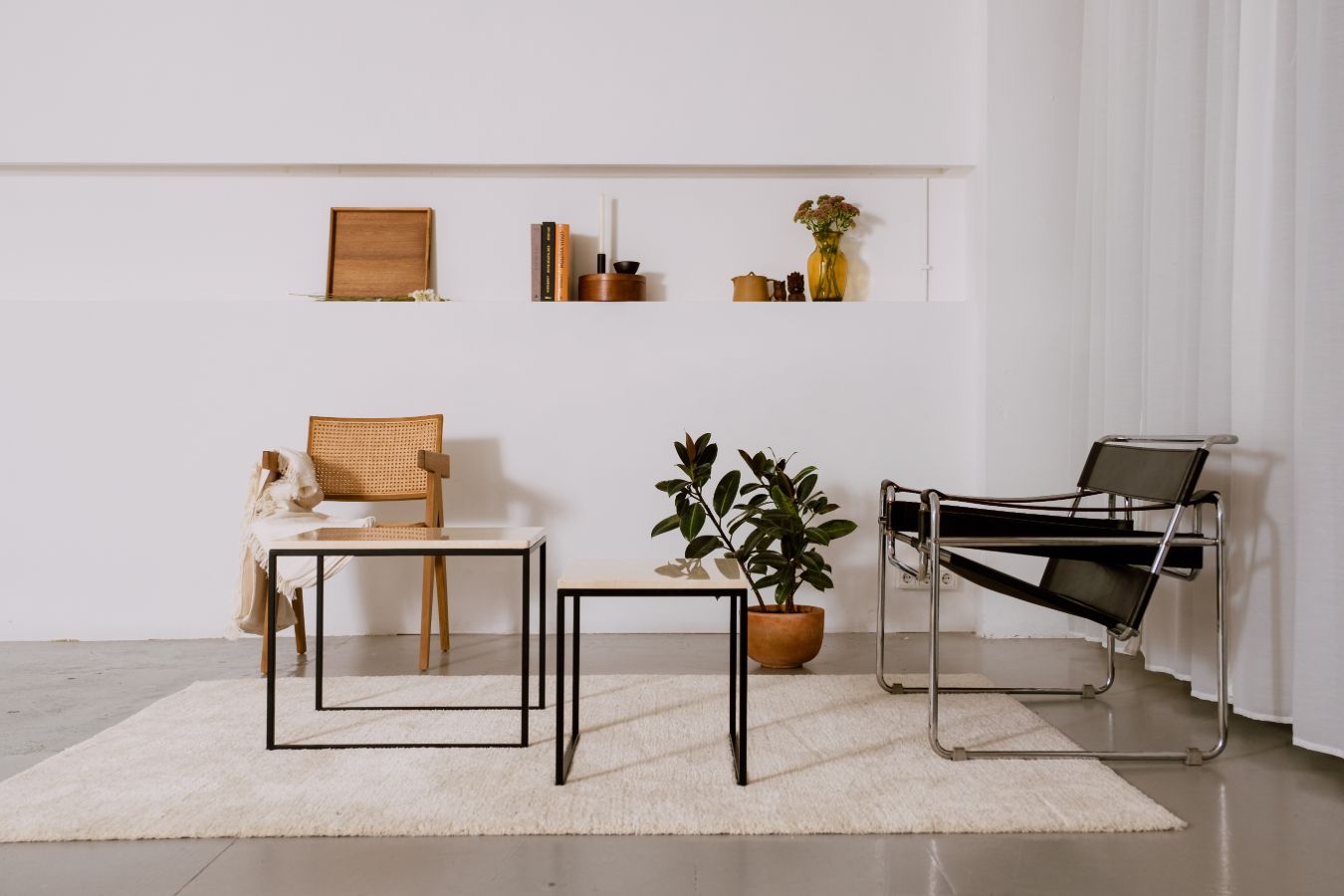 Beige Crema Marfil marble coffee table set with glossy finish, modern design, and rectangular shape.