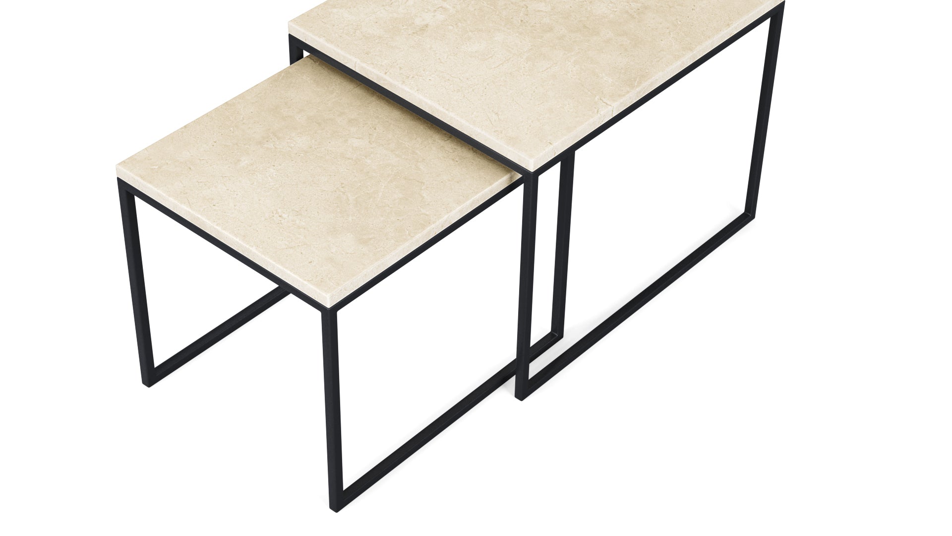 Cream beige marble coffee table set with glossy finish, featuring sleek design and sturdy base, by My Store.