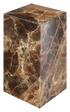 Dark Emperador marble pillar with glossy finish, showcasing rich brown and beige veining for elegant architectural decor.