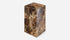 Dark Emperador brown marble pillar with a glossy finish, featuring elegant natural veining and a sturdy cylindrical design.