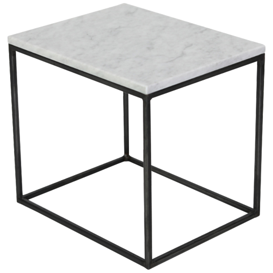 Glossy Bianco Carrara white marble side table with sleek, modern design, featuring a smooth surface and sturdy base.
