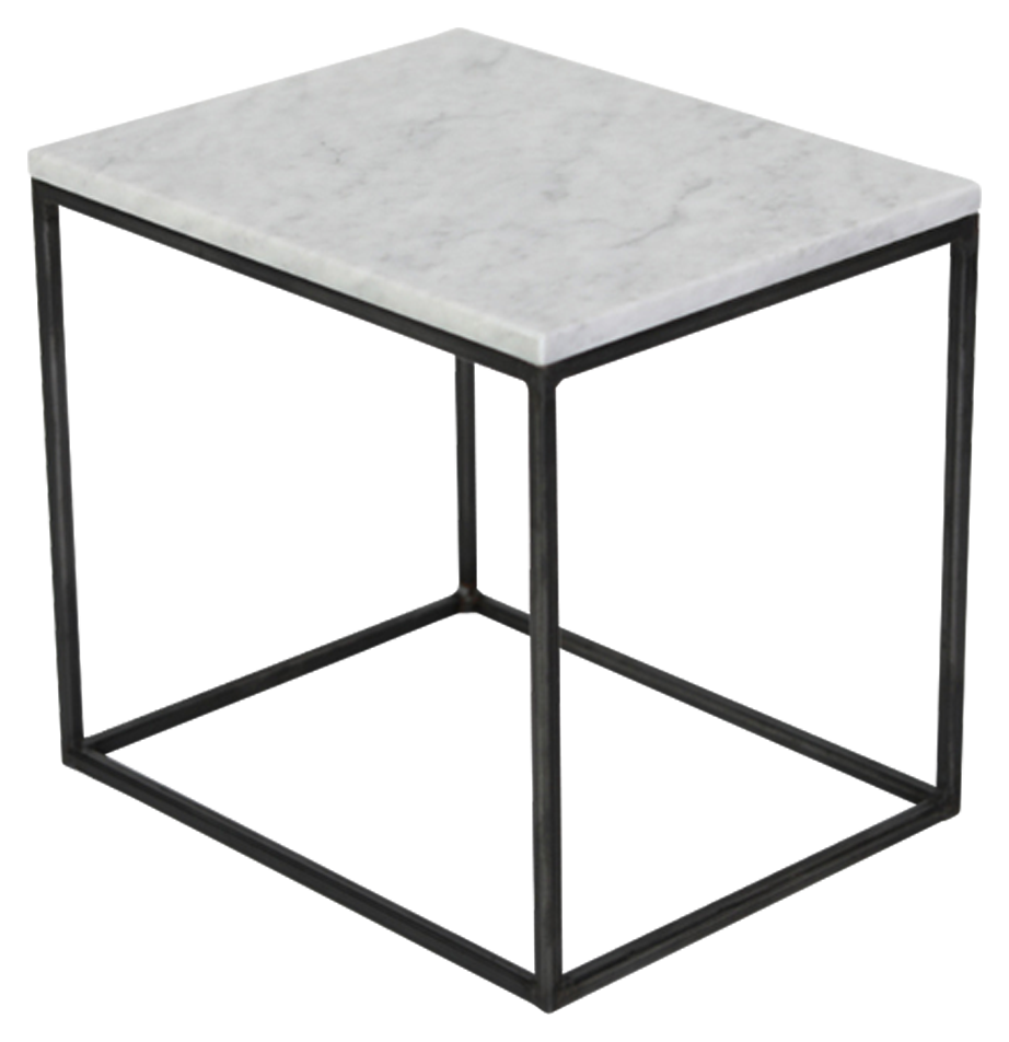 Glossy Bianco Carrara white marble side table with sleek, modern design, featuring a smooth surface and sturdy base.