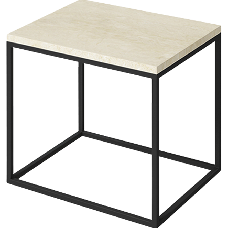 Cream-colored marble side table with glossy finish, featuring a smooth, cylindrical design and elegant beige Crema Marfil marble surface.