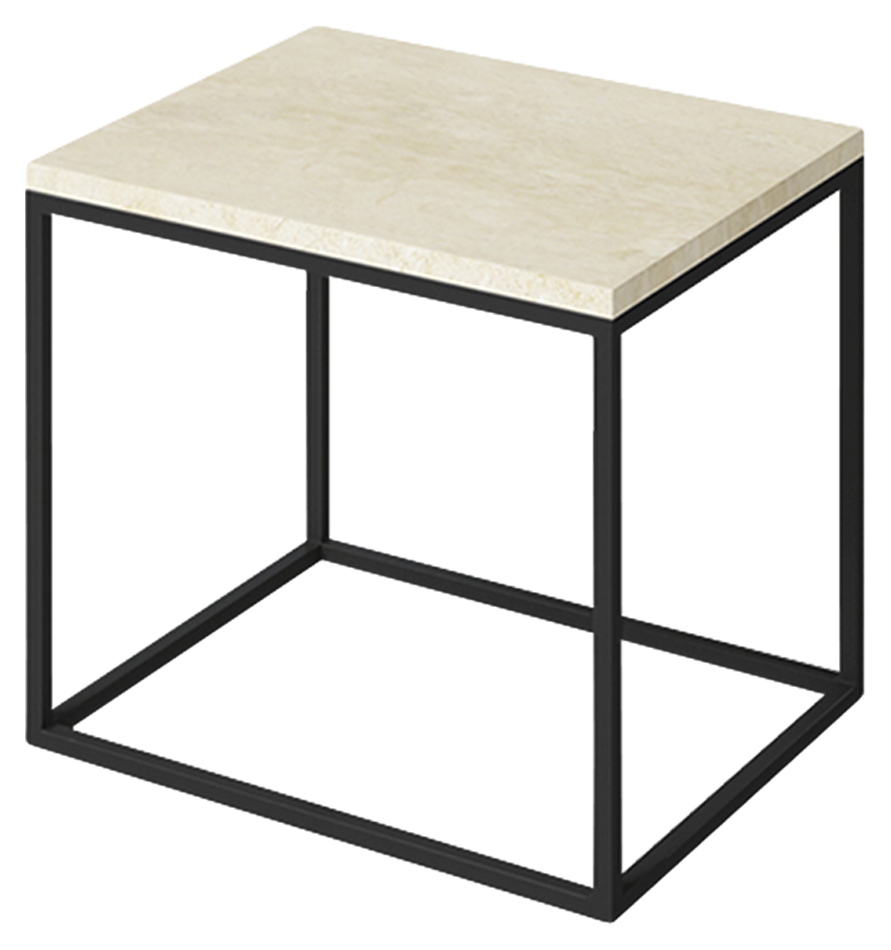Cream-colored marble side table with glossy finish, featuring a smooth, cylindrical design and elegant beige Crema Marfil marble surface.