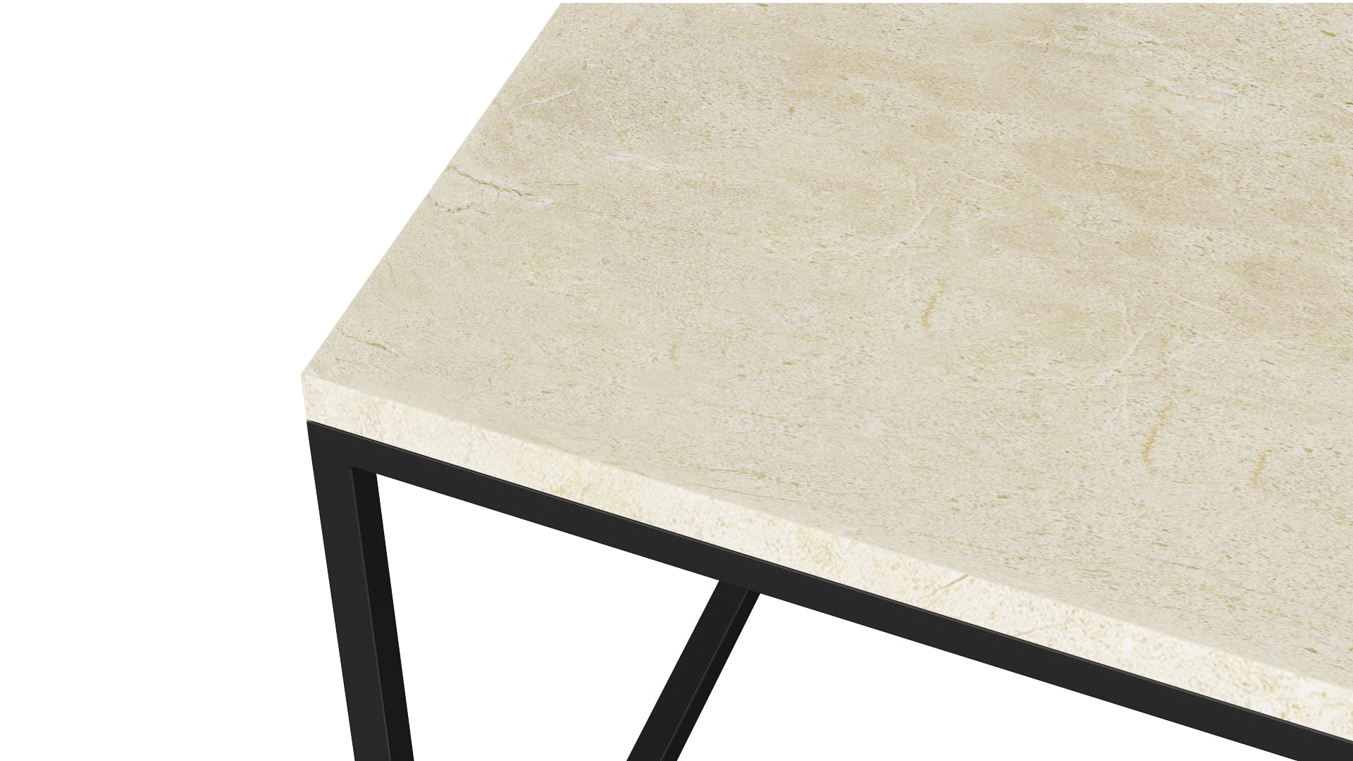 Crema Marfil beige marble side table with glossy finish, modern design, and round top from My Store.