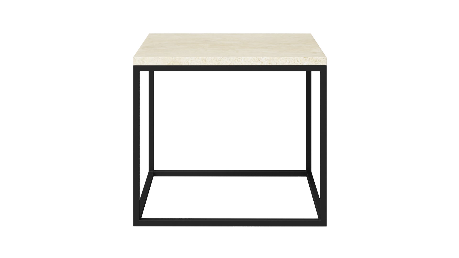 Crema Marfil beige marble side table with glossy finish, showcasing elegant natural stone pattern and sleek modern design.
