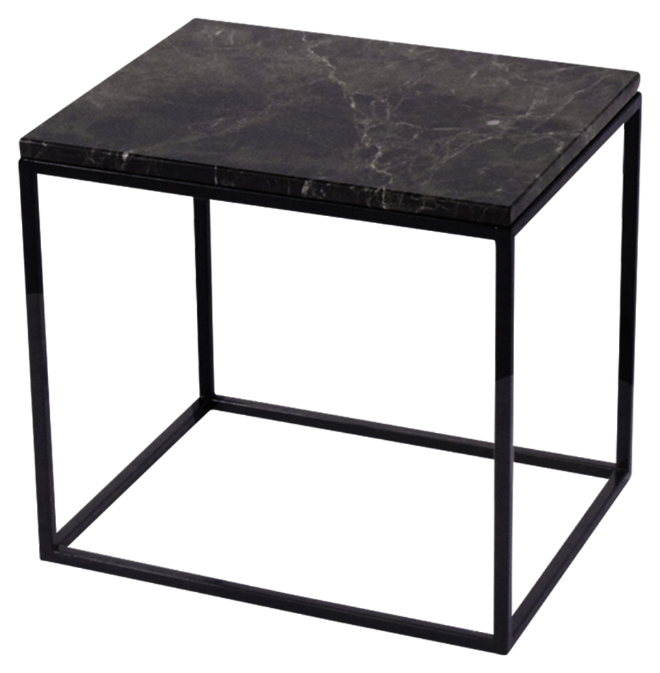 Dark Emperador brown marble side table with glossy finish, showcasing a sleek, modern design suitable for contemporary interiors.