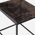 Dark Emperador brown marble side table with glossy finish, modern design, and sturdy base.