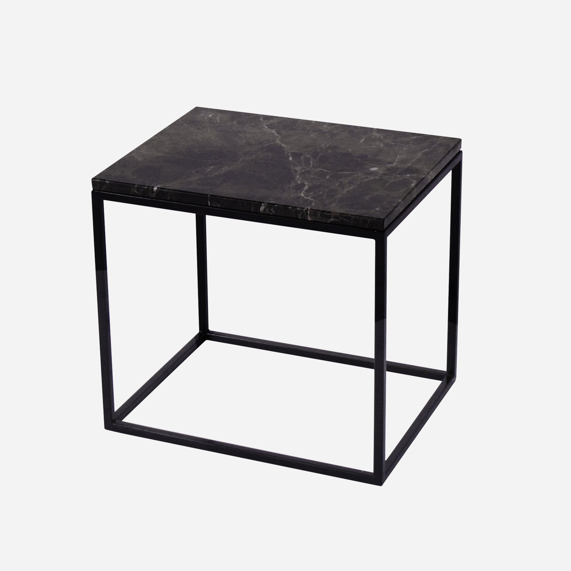 Dark Emperador brown marble side table with a glossy finish, showcasing a sleek and elegant design.