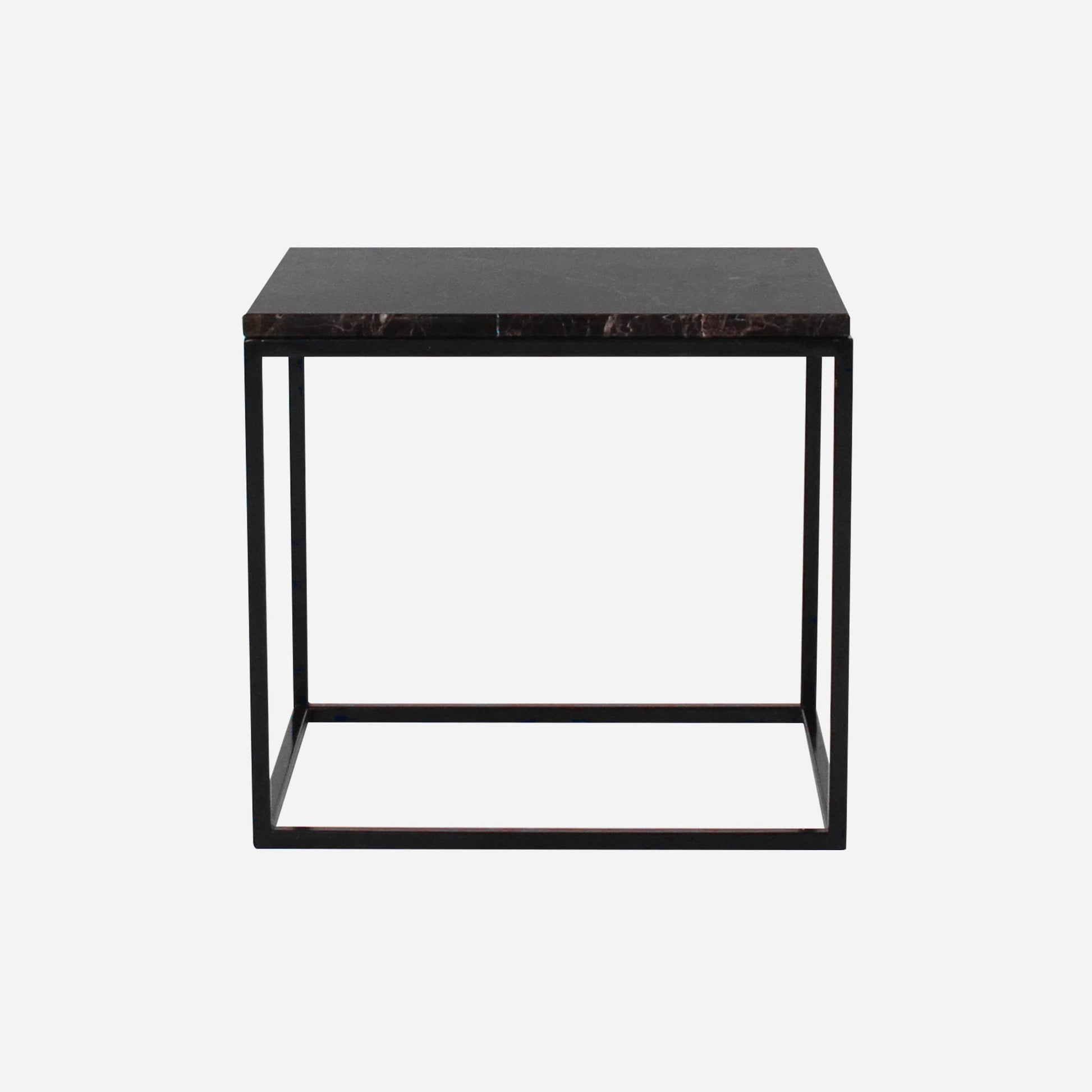 Dark Emperador brown marble side table with glossy finish, modern design, by My Store.
