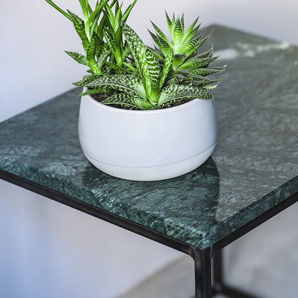 Glossy India Green marble side table with sleek design, perfect for modern living spaces, by My Store.