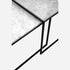 Set of two glossy Bianco Carrara white marble side tables with rounded edges and sleek modern design.