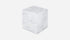 White marble cube made from Bianco Carrara marble, showcasing natural veining and smooth matte finish.