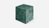 Matte India Green marble cube with smooth surface, showcasing natural green and white veining, from My Store.