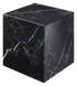 Black Nero Marquina marble cube with matte finish, showcasing smooth, polished surface and natural veining.