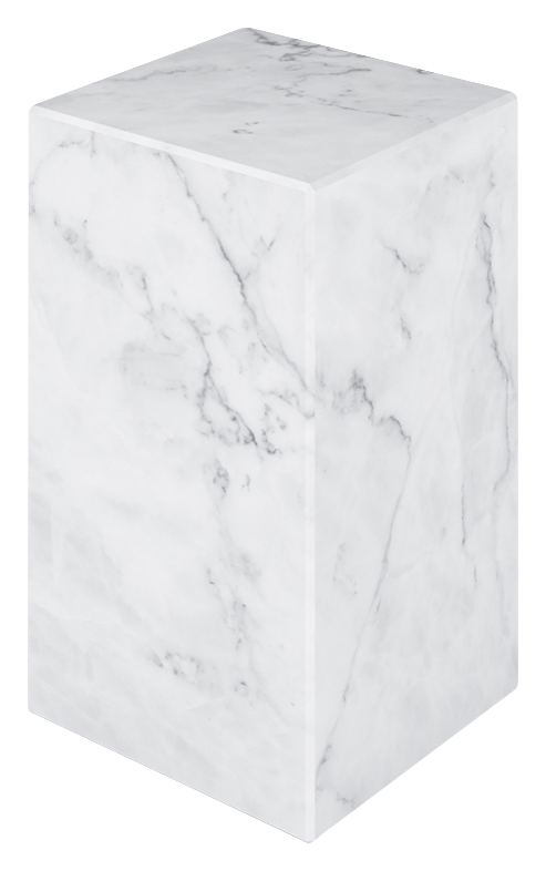 White Bianco Carrara marble pillar with smooth matte finish, showcasing elegant classical architecture style.