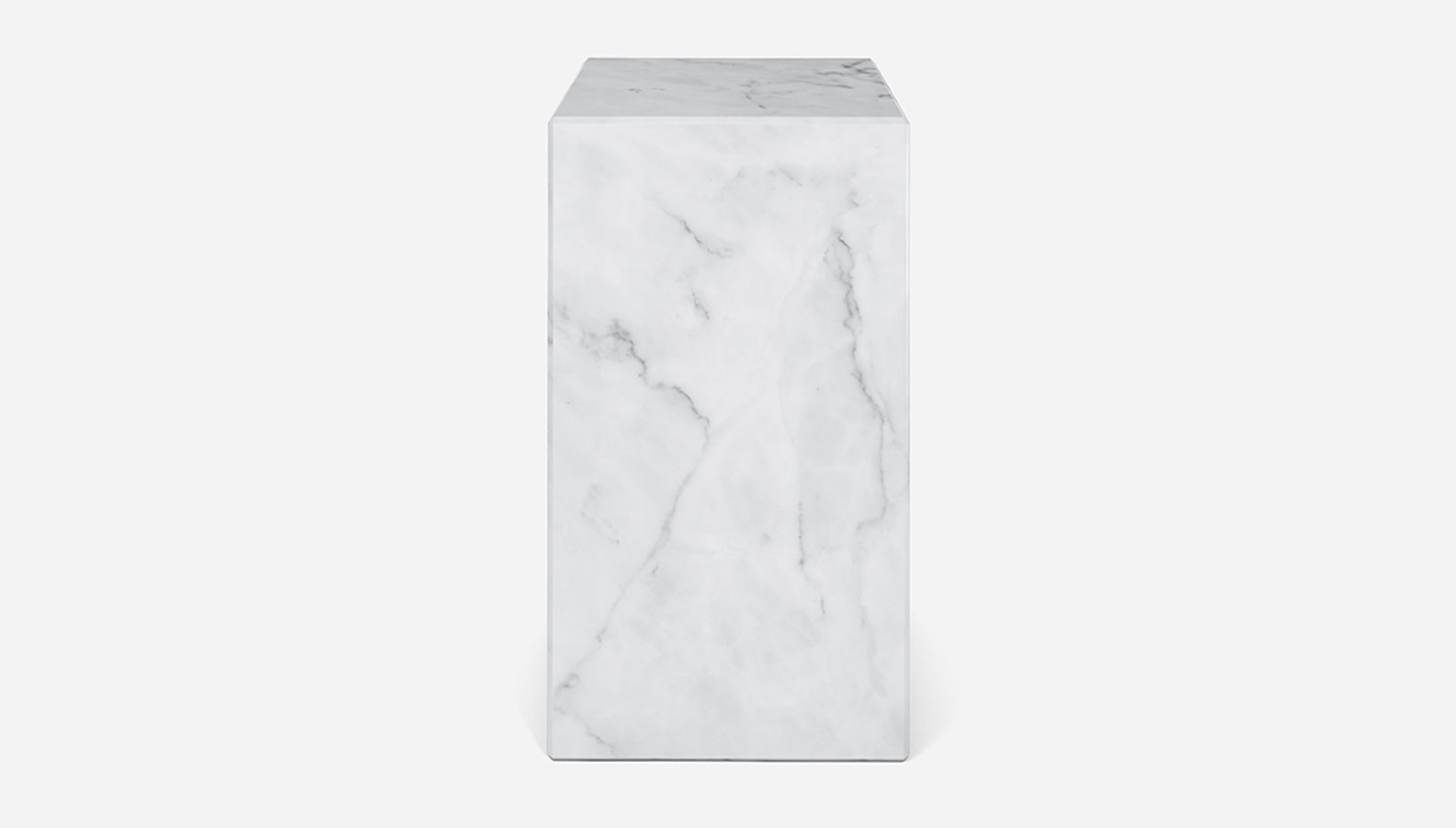 White Bianco Carrara marble pillar with matte finish, showcasing elegant veining and classic column design.
