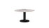 KIYO round dining table with Amarante marble top and black center-leg, modern design, glossy finish, suitable for dining rooms.