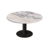KIYO round dining table by My Store with glossy Amarante marble top and black center-leg, ideal for modern dining spaces