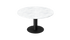 Round KIYO dining table with Bianco Carrara white marble top and black center-leg, glossy finish, by My Store.
