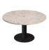 Kiyo round dining table by My Store with Crema Altea marble tabletop and black center-leg, glossy finish, 110 cm diameter