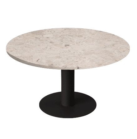 Kiyo round dining table by My Store with Crema Altea marble tabletop and black center-leg, glossy finish, 110 cm diameter
