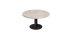 Round KIYO dining table with Crema Altea marble top and black center-leg, glossy finish, modern design, by My Store.