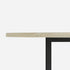 Round marble dining table with Crema Marfil beige surface and cross-frame base, glossy finish, by My Store.