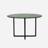 Glossy round marble dining table with India Green marble top and cross-frame base, 110 cm diameter, by My Store.