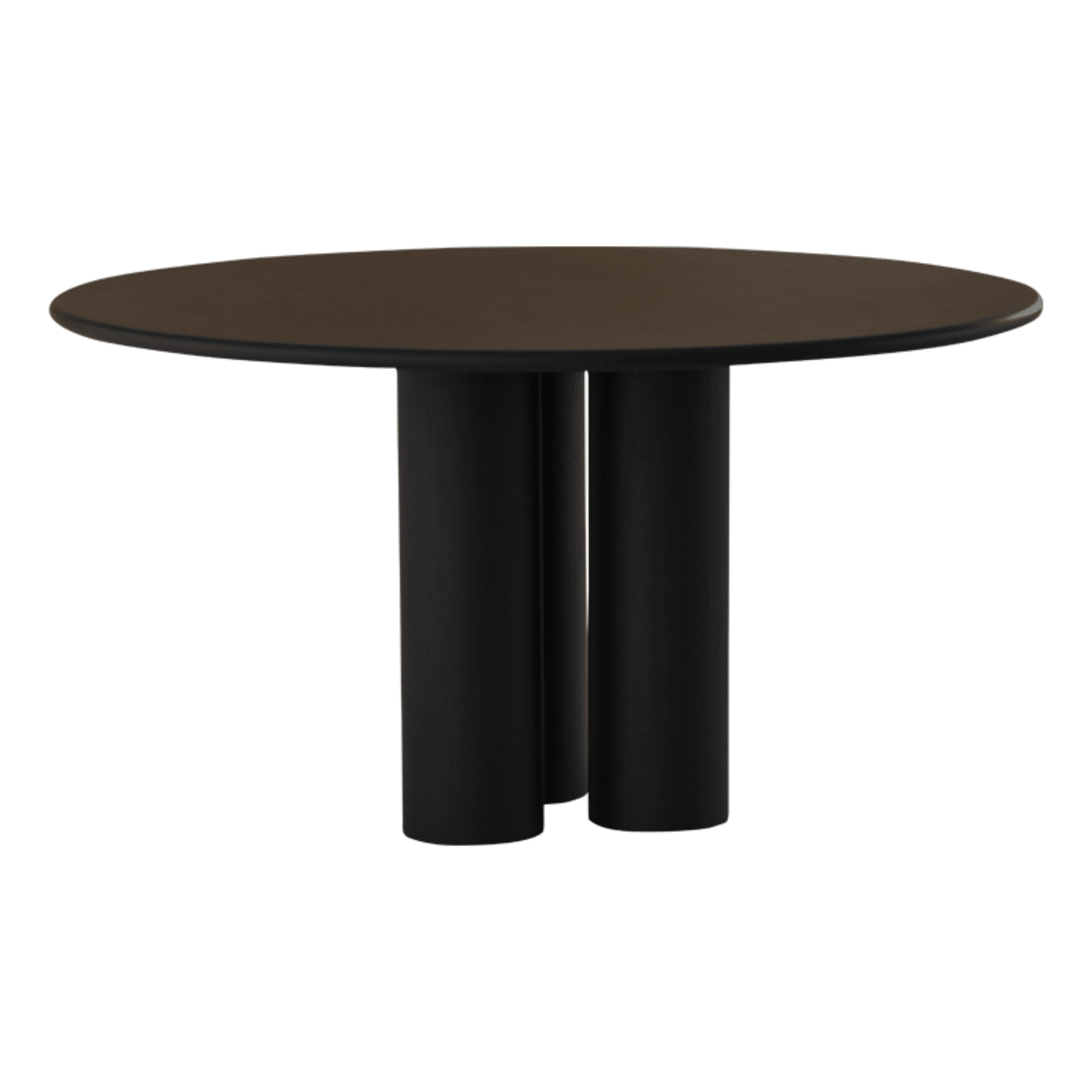Round dining table by My Store with black oak finish, featuring sturdy wooden legs and smooth tabletop surface.